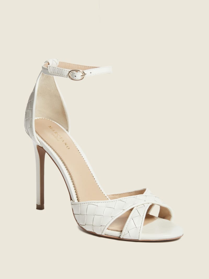 Guess Abieli Woven Leren Stiletto Sandalen Dames Wit | 8654-SFBOT