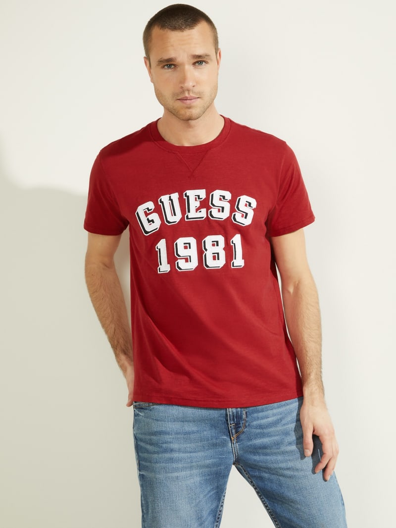 Guess Academy Tee T-shirts Heren Rood | 3705-CLQUY