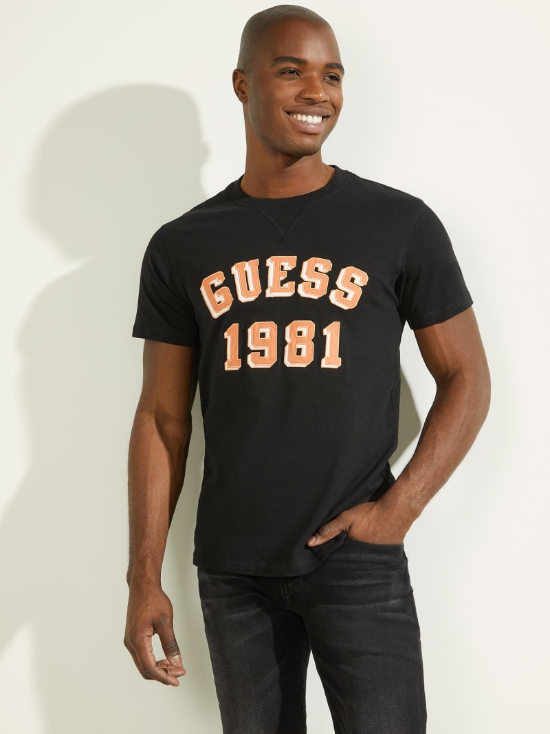 Guess Academy Tee T-shirts Heren Zwart | 3509-VJMZO