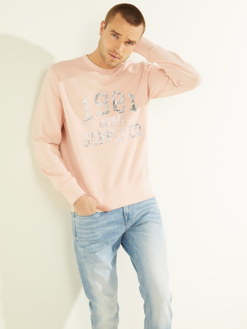 Guess Akori Fleece Sweatshirts Heren Roze | 8034-XDMBC