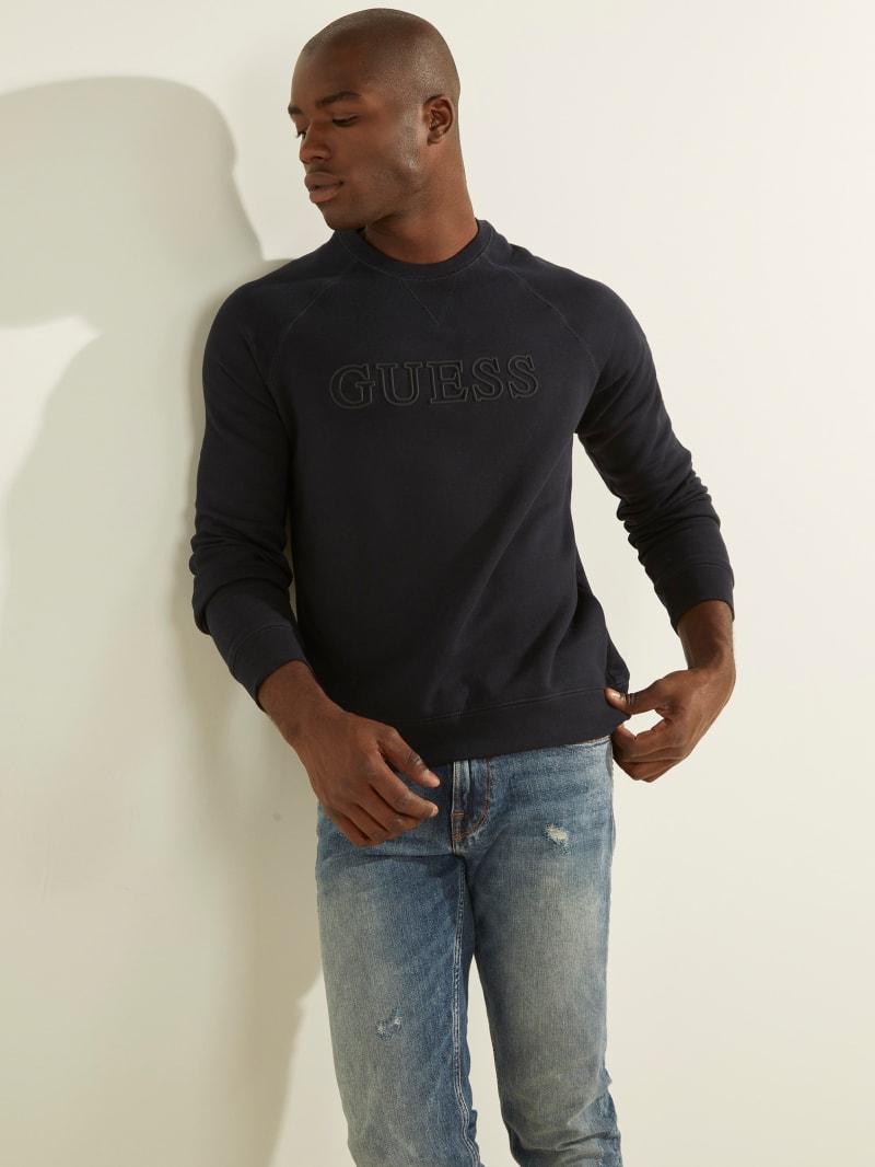 Guess Aldwin Crewneck Sweatshirts Heren Diepblauw | 1637-DBTLG