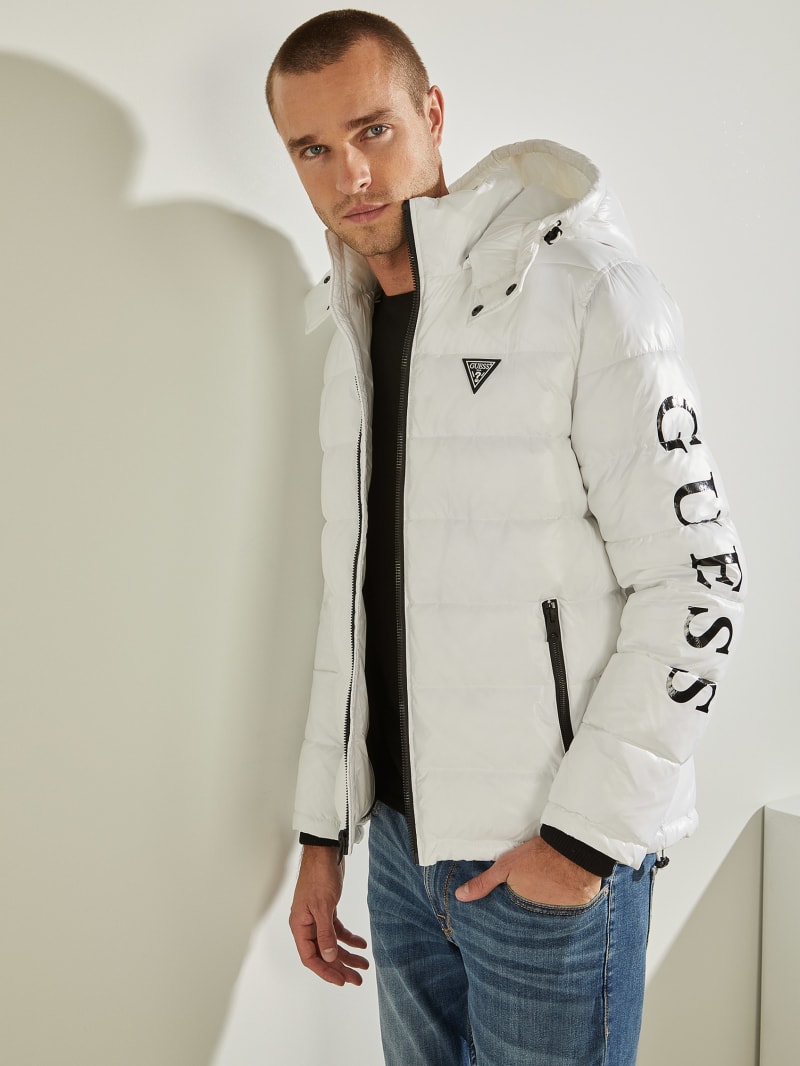 Guess Anthony Logo Puffer Jassen Heren Wit | 5209-BSTWO