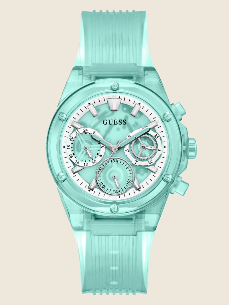 Guess Aqua Transparent Multifunctioneel Horloge Dames Turquoise | 0571-YEKQP