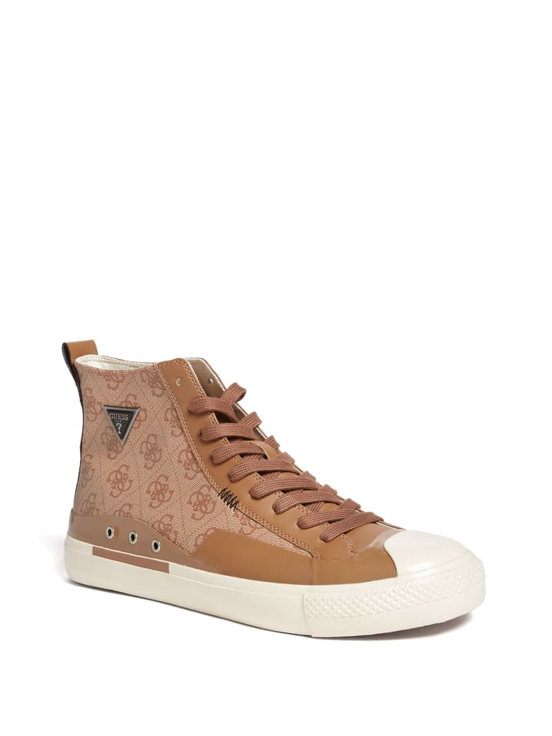 Guess Aviano High-Top Logo Sneakers Heren Bruin | 8902-KPAZF