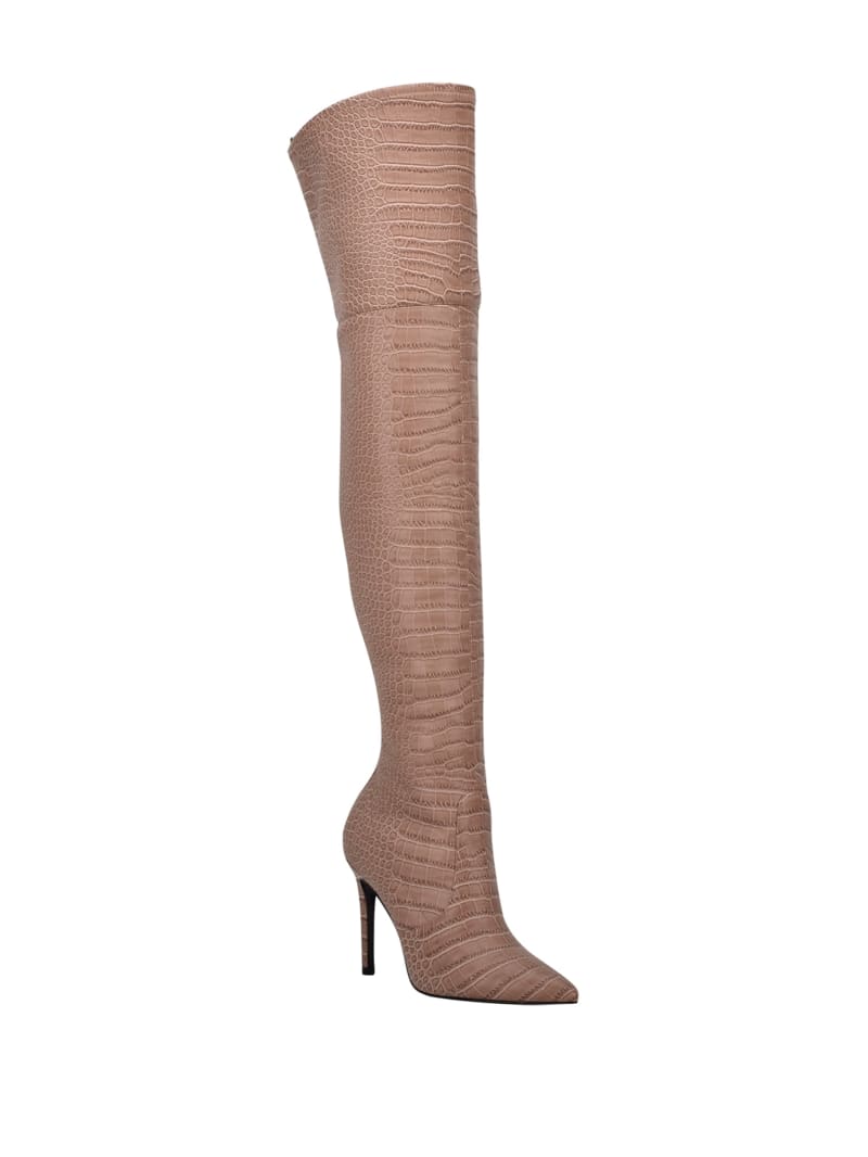 Guess Baiwa Croc Over-the-Knee Laarzen Dames Bruin | 1374-VJYRI