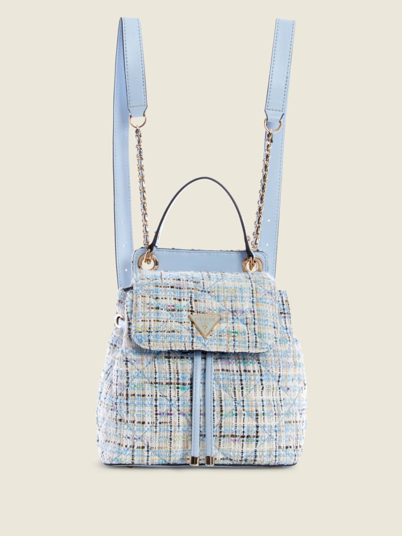 Guess Cessily Tweed Convertible Rugzak Dames Blauw | 2468-AUBDG