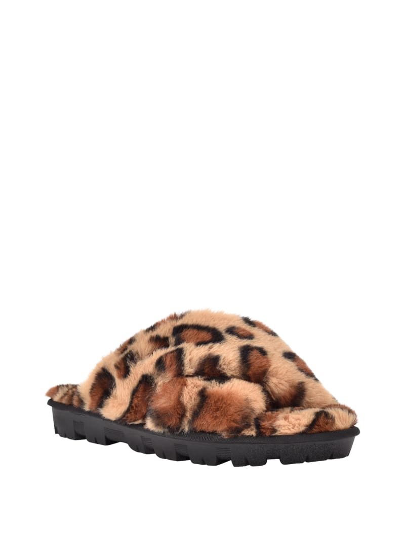 Guess Crisscross Fur Slippers Sandalen Dames Bruin | 8237-RMFNQ