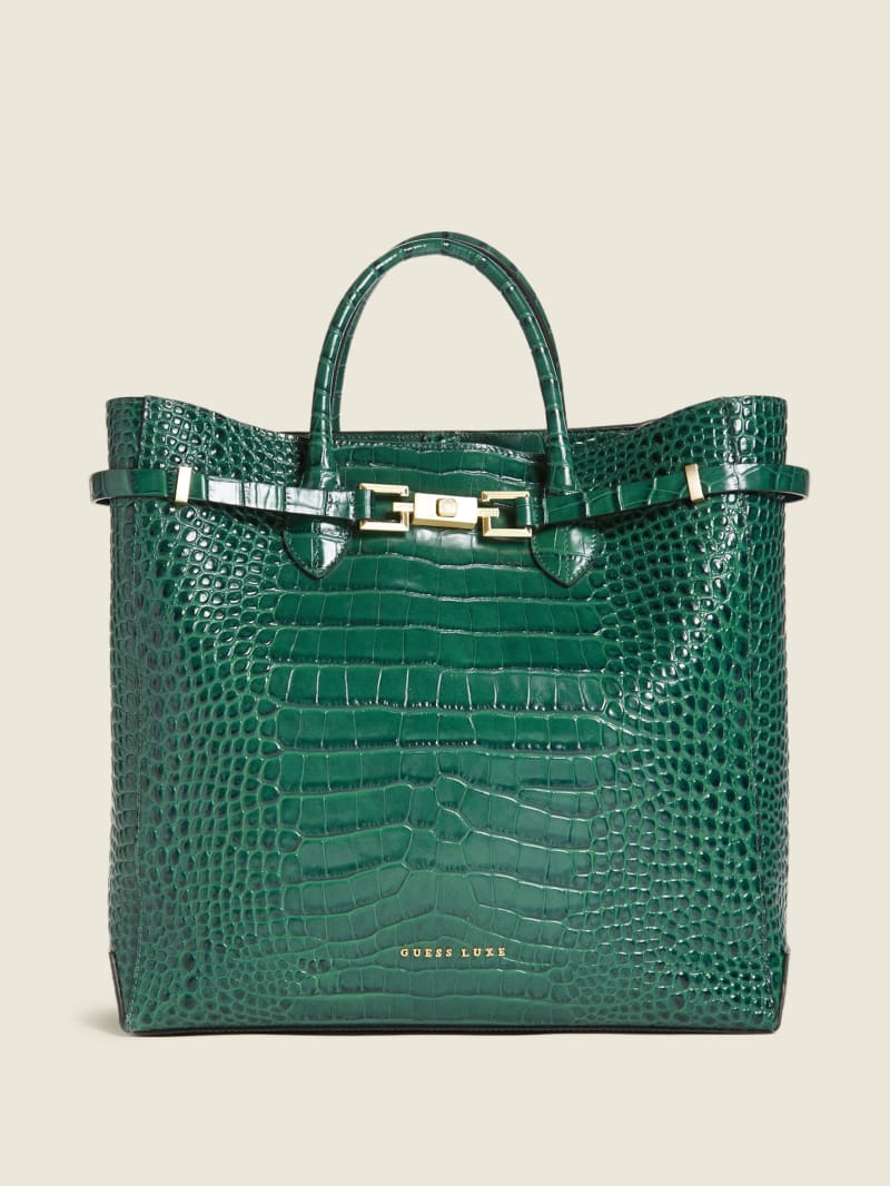 Guess Cristina Croc Leren Tote Tassen Dames Groen | 3918-FZVKB