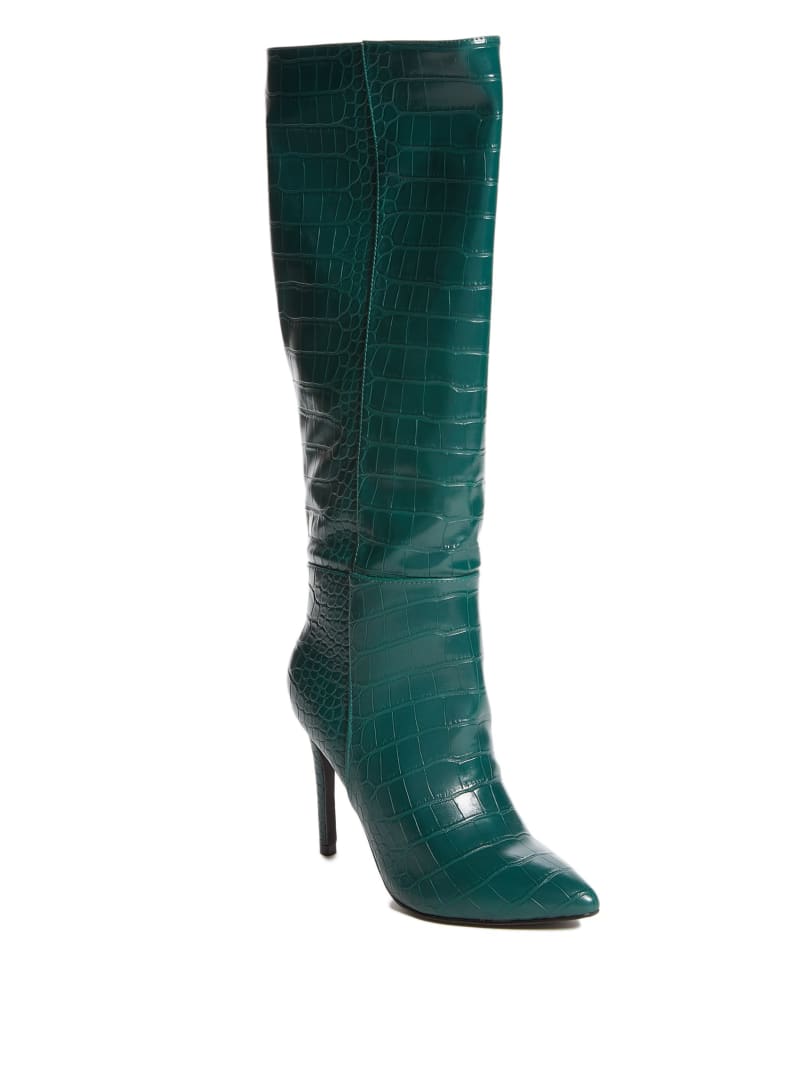 Guess Croc Knee-High Laarzen Dames Groen | 1374-ZKJXM