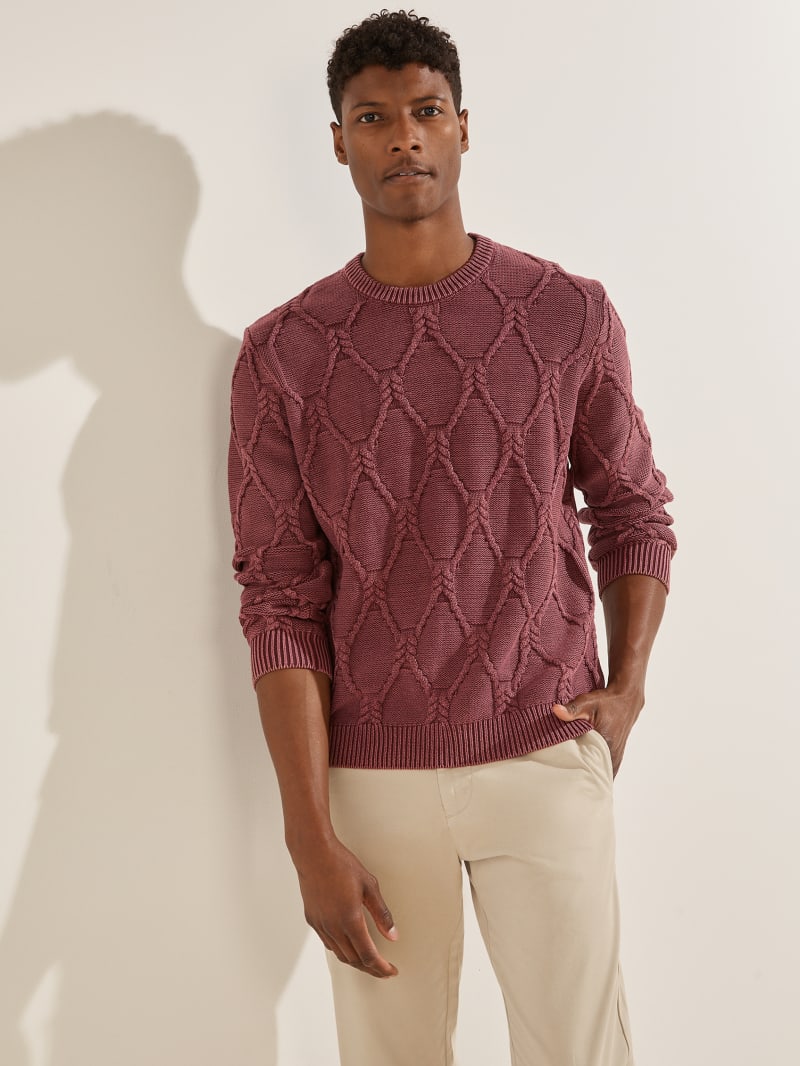 Guess Dawson Cable Knit Truien Heren Bordeaux | 4816-OHCXU