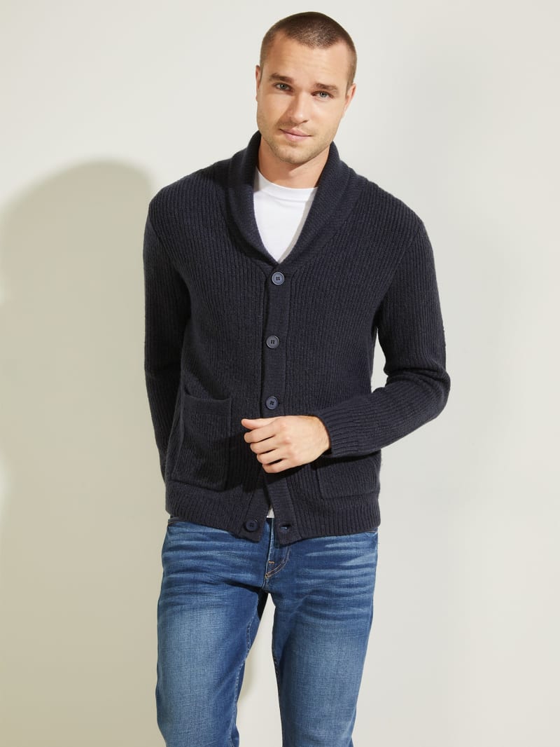 Guess Declan Shawl Cardigan Truien Heren Diepblauw | 6472-OQEFM