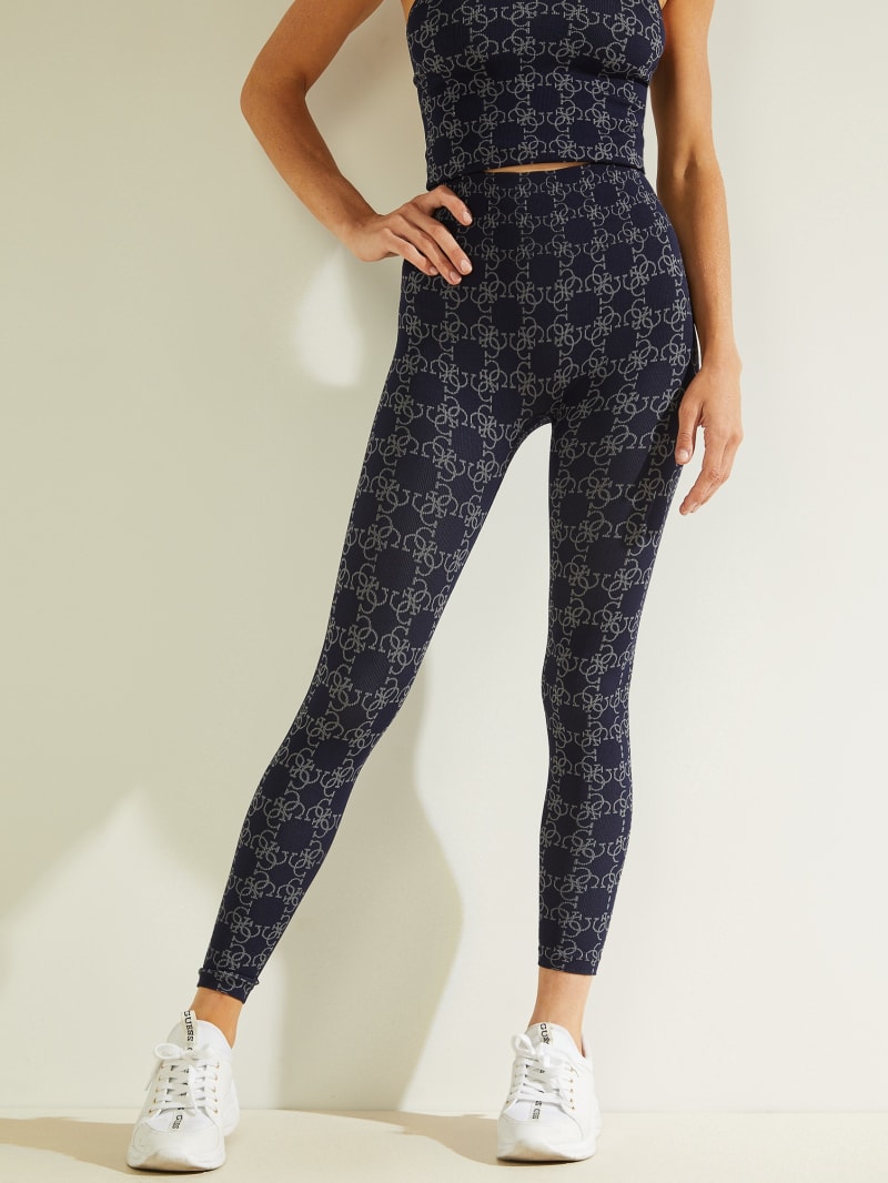 Guess Della Logo Print Leggings Broek Dames Donkerblauw | 3067-EJXHG