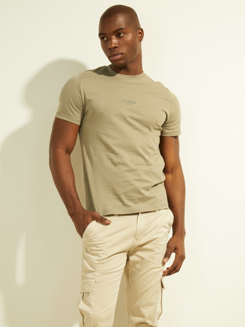 Guess Eco Aidy Logo Tee T-shirts Heren Groen | 7482-ILGPR