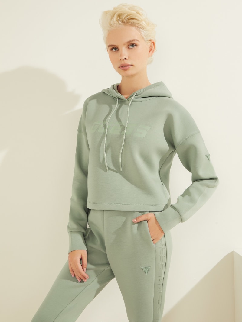 Guess Eco Allie Scuba Hoodie Dames Groen | 2459-ETBVO