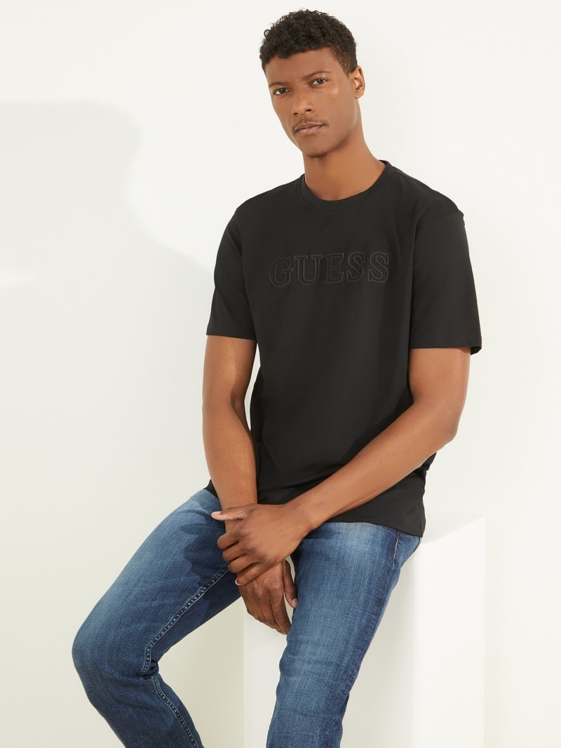 Guess Eco Alphy Tee T-shirts Heren Zwart | 1752-VLKCN