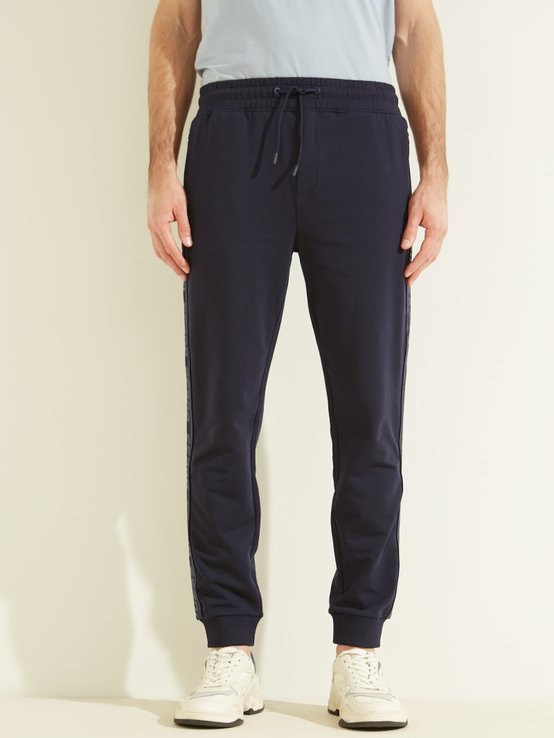 Guess Eco Arlo Logo Tape Joggers Broek Heren Donkerblauw | 2491-ALZWI