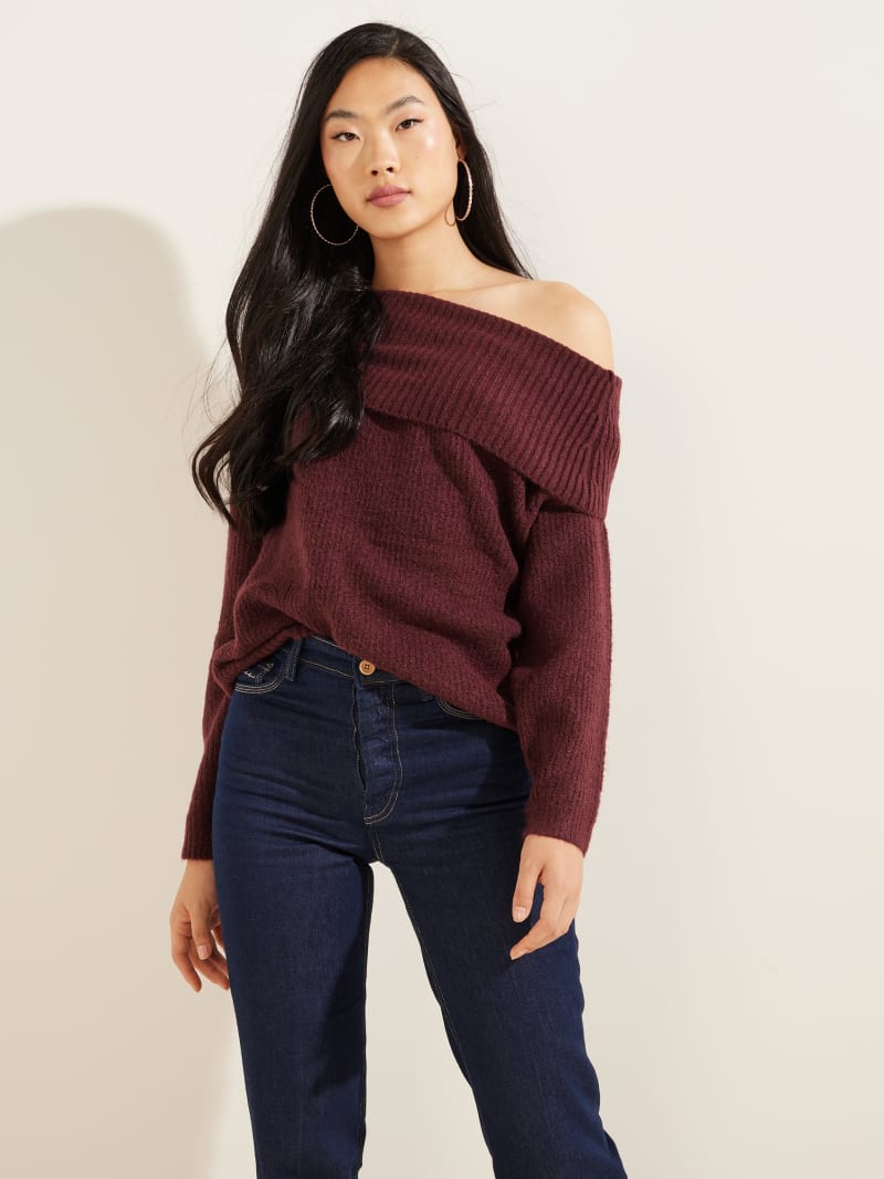 Guess Eco Gerri Off-the-Shoulder Truien Dames Bordeaux | 3579-PTYXA