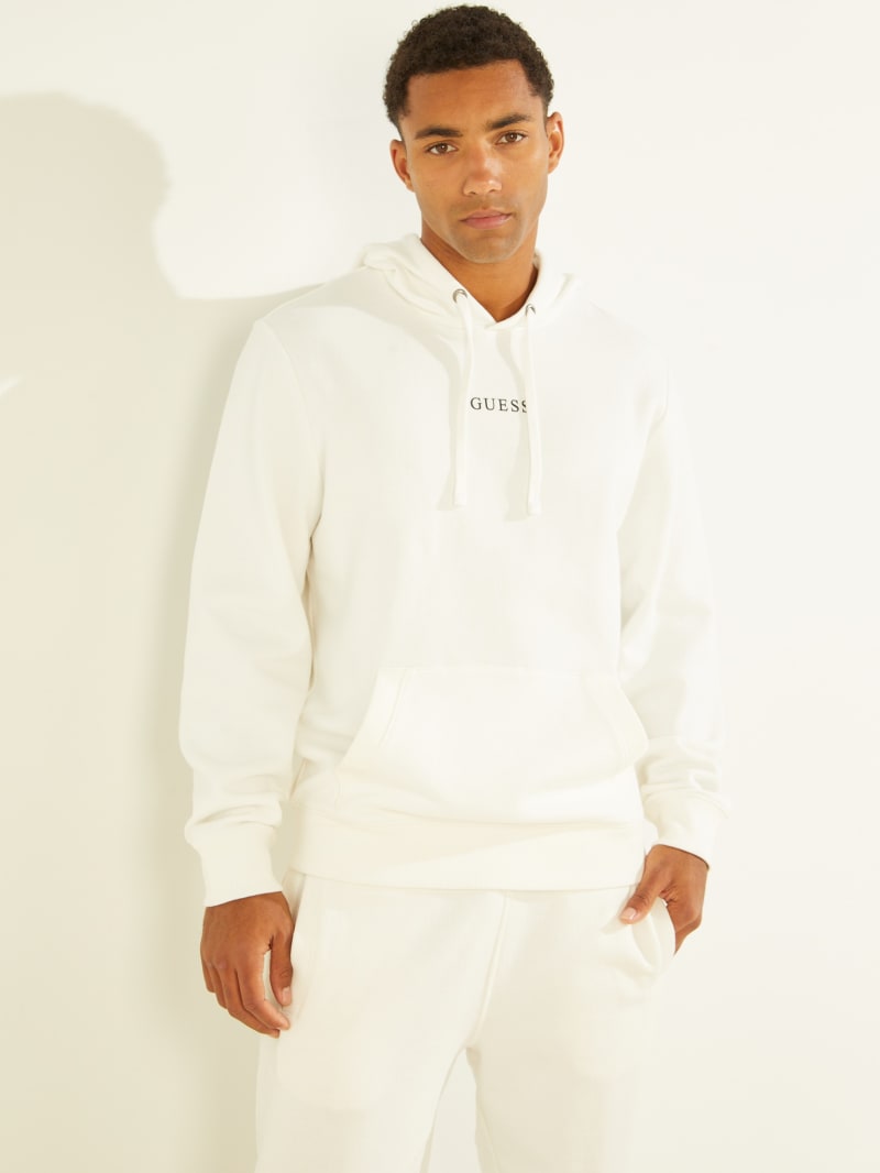 Guess Eco Roy Embroidered Logo Hoodie Heren Wit | 2965-NIQKR