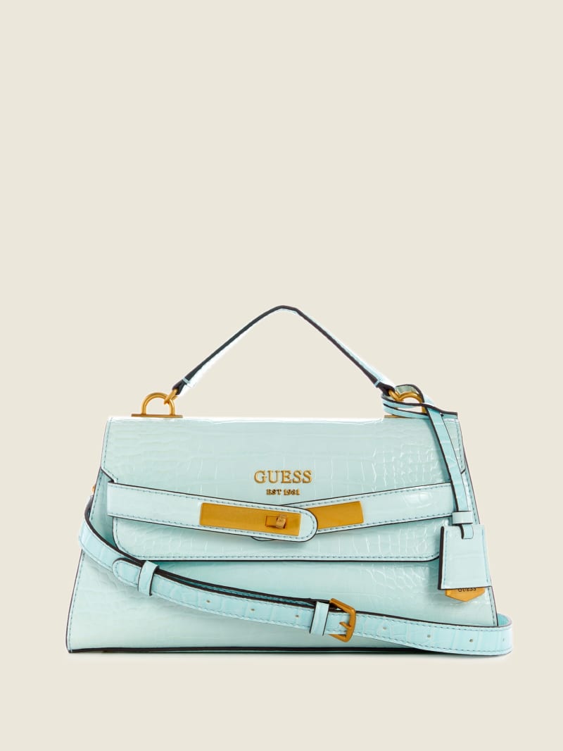 Guess Enisa-Handle Flap Boekentassen Dames Turquoise | 0647-ASMKG