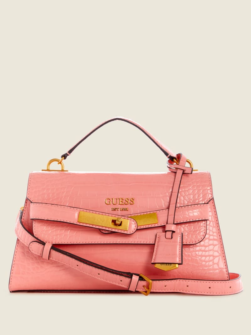 Guess Enisa-Handle Flap Boekentassen Dames Roze | 6485-KRMGQ