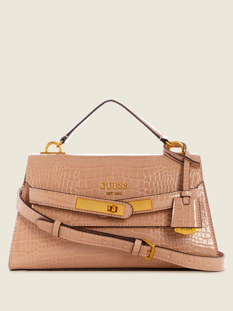 Guess Enisa-Handle Flap Boekentassen Dames Bruin | 7826-JXUGC