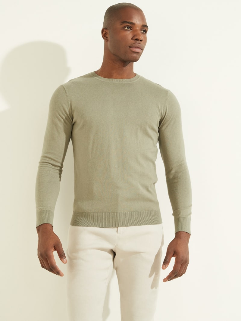 Guess Essential Crewneck Truien Heren Groen | 3608-ELSDN