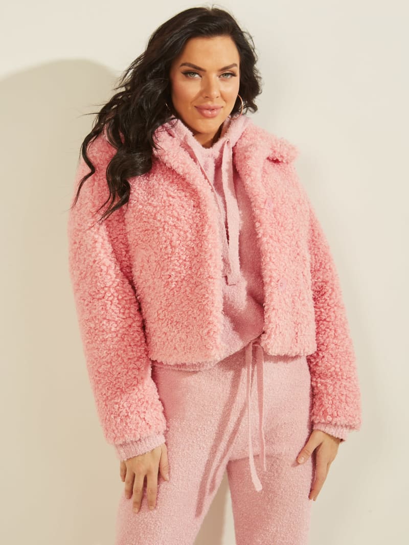 Guess Fluffy Teddy Jassen Dames Roze | 7915-ATLCW