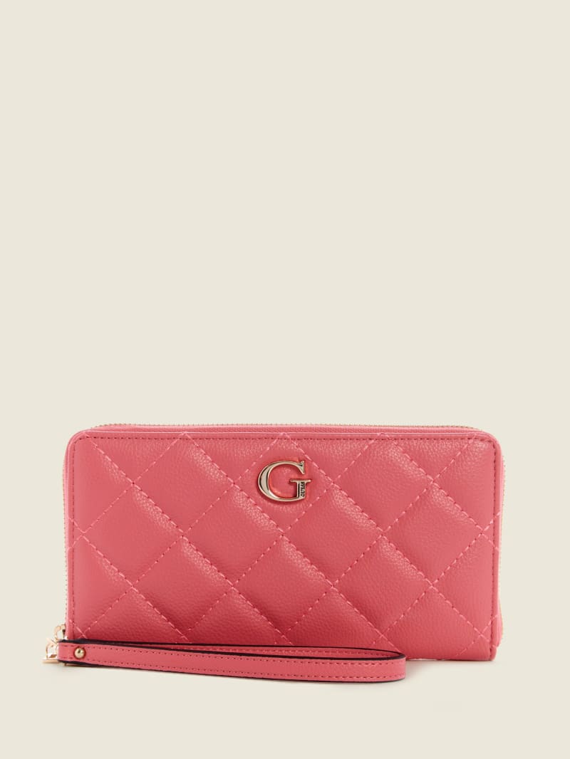 Guess Gillian Check Organizer Portefeuille Dames Abrikoos | 2719-SUXRB