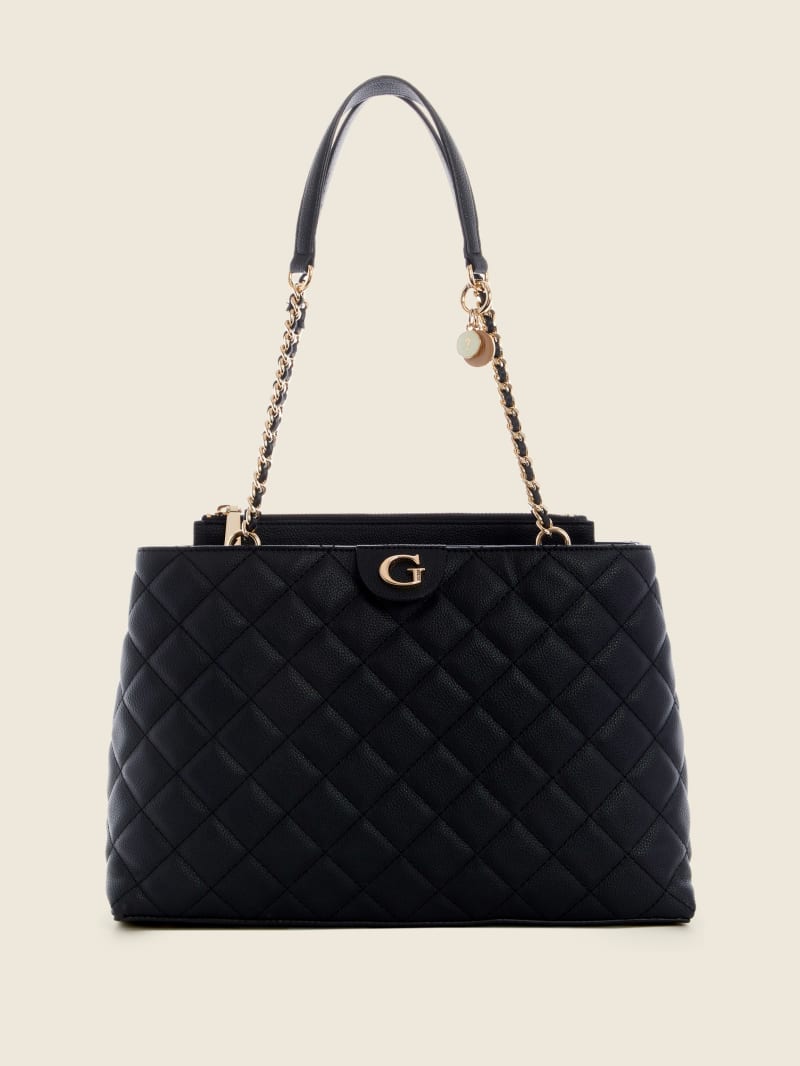 Guess Gillian Quilted High Society Boekentassen Dames Zwart | 0583-GVANC