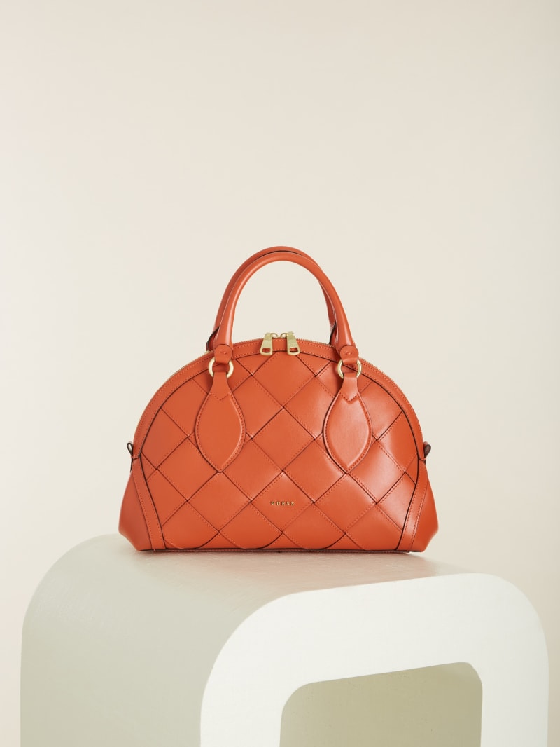 Guess Giorgia Leren Dome Tote Tassen Dames Oranje | 4509-YSBQE