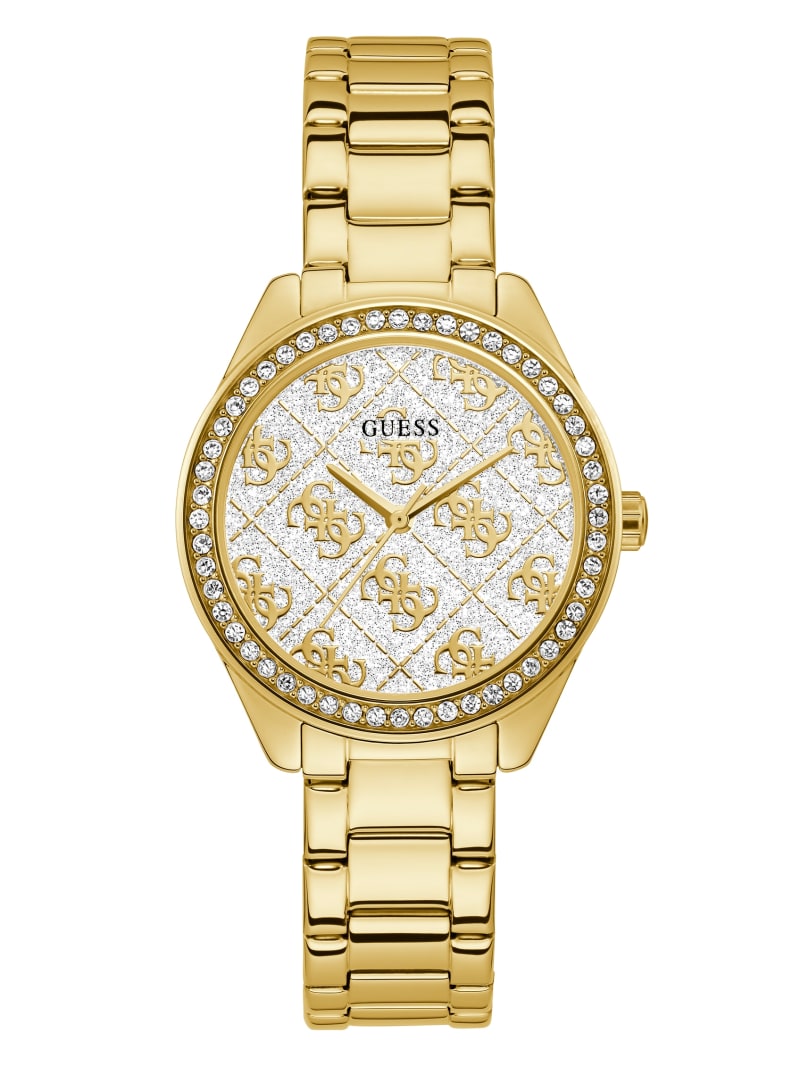 Guess Gold-Tone Glitter Logo Horloge Dames Goud | 0716-FAPOD