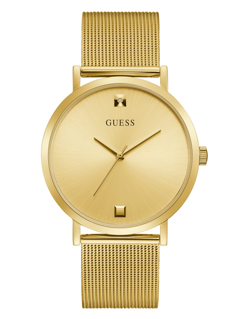 Guess Gold-Tone Mesh Diamond Analog Horloge Heren Goud | 6723-SOPYM