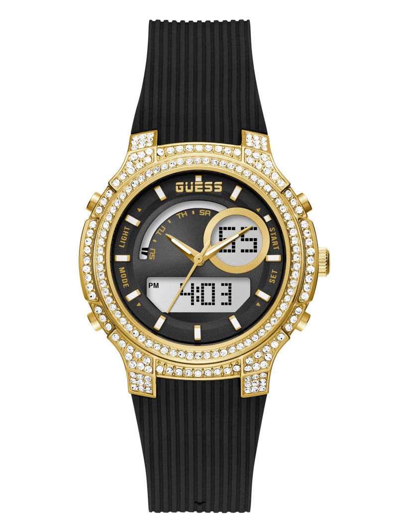 Guess Gold-Tone and Digitaal Multifunctioneel Horloge Dames Zwart | 2918-NZMLI