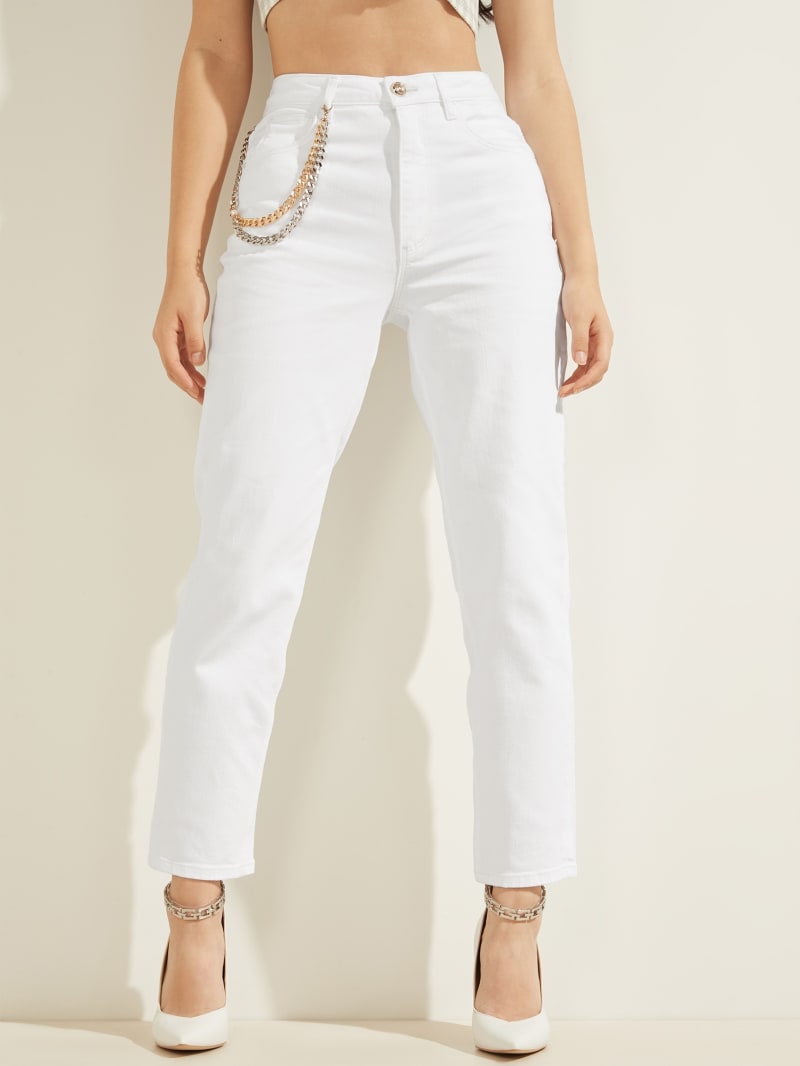 Guess High-Rise Mom Broek Dames Wit | 6150-DOUBJ