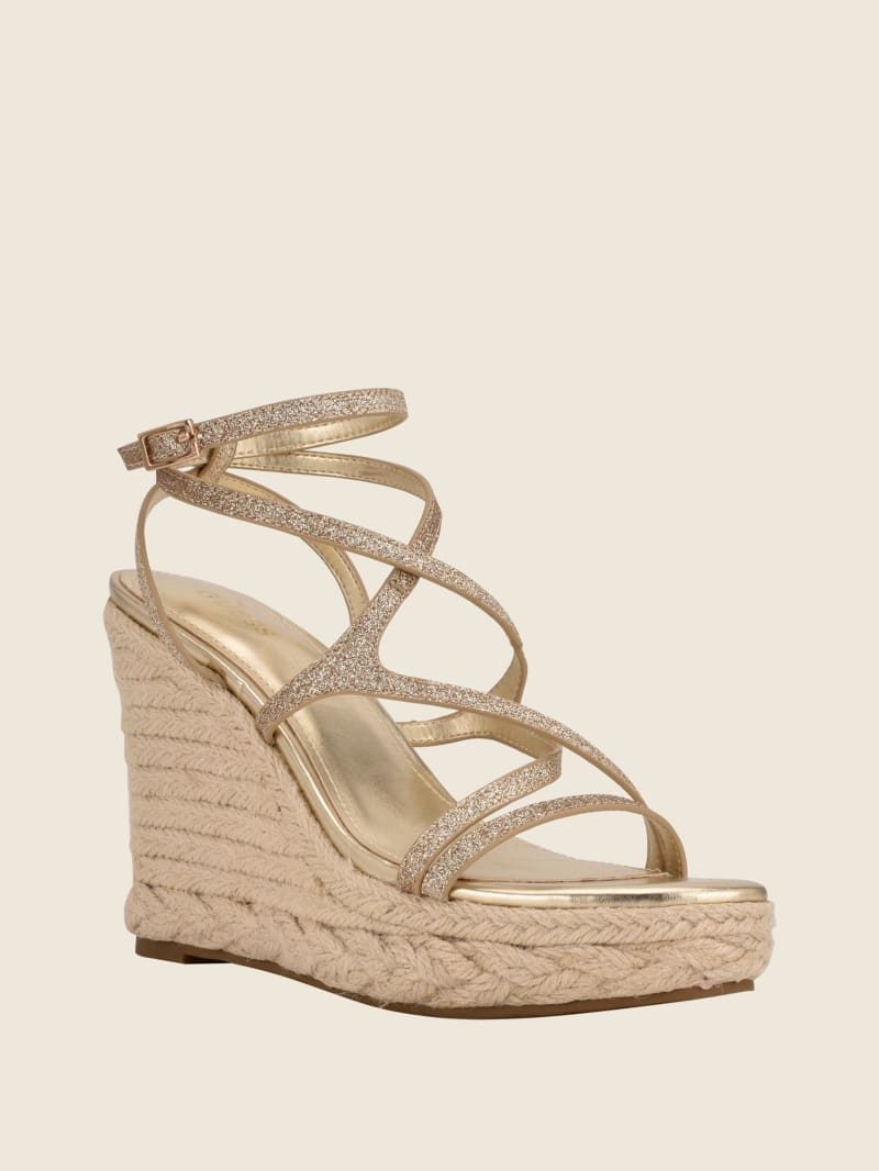 Guess Hirani Bandjes Espadrilles Sleehakken Dames Goud | 0318-CWDGY