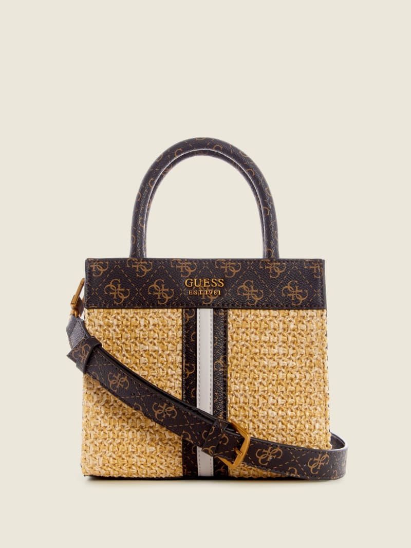 Guess Kasinta Raffia Mini Tassen Dames Bruin | 7036-FTEMW