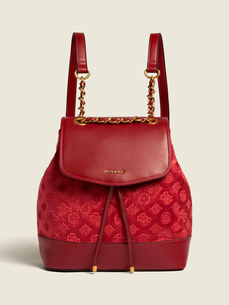 Guess Kimi Velvet Rugzak Dames Rood | 8142-SIYMZ