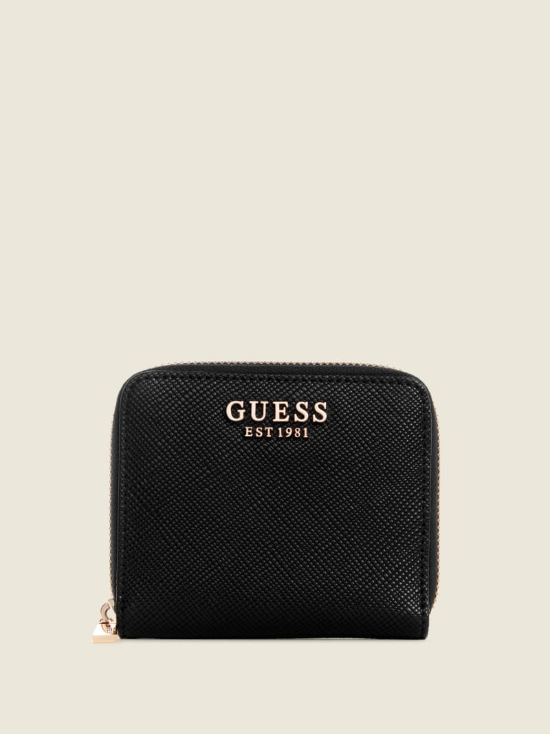 Guess Laurel Small Zip-Around Portefeuille Dames Zwart | 1026-VFCUL