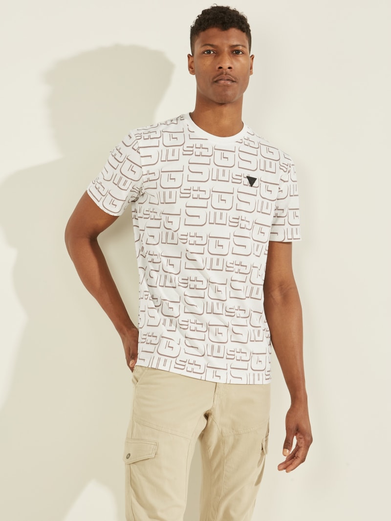 Guess Logo Tee T-shirts Heren Wit | 5604-KSYMG