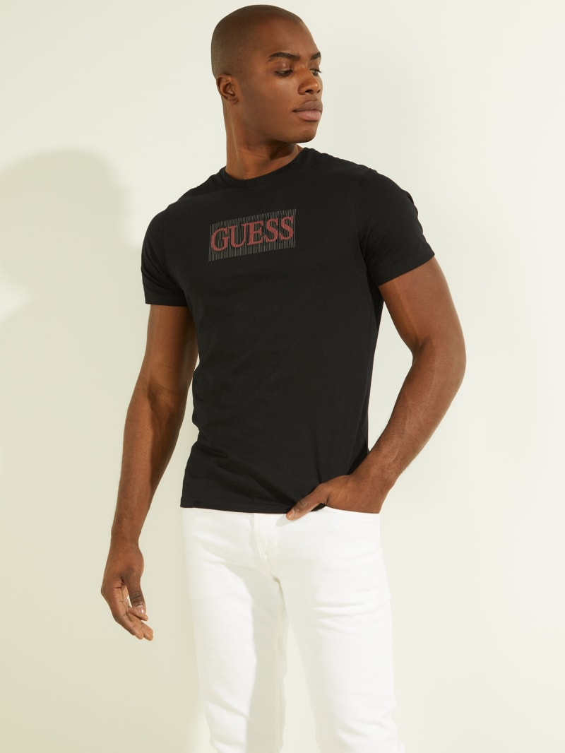 Guess Logo Tee T-shirts Heren Zwart | 2760-VFUCO