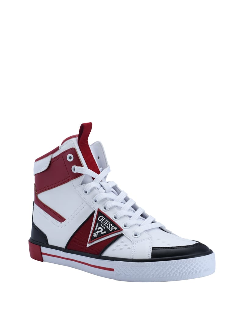 Guess Maeno Triangle Logo High-Top Sneakers Heren Donkerrood | 6081-BQOMS