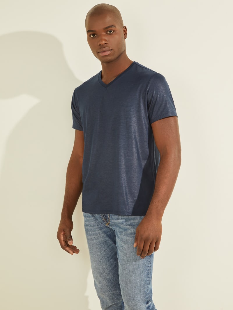 Guess Mason Yoke V-Neck Tee T-shirts Heren Paars | 6914-VLDTJ