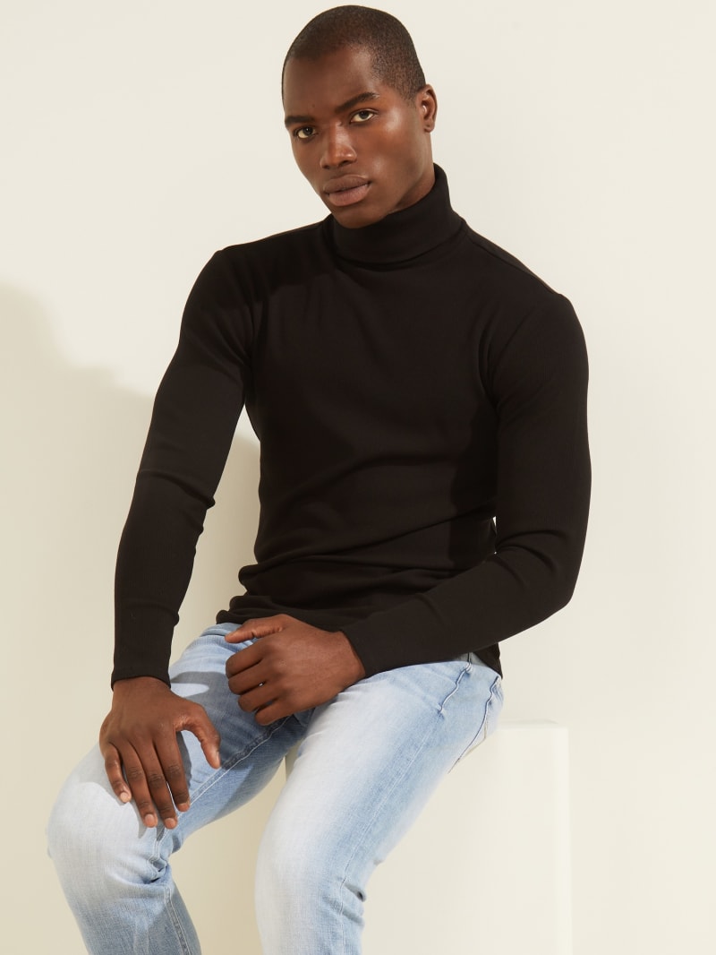 Guess Mateo Turtleneck Tee Hoodie Heren Zwart | 3254-QOMYD