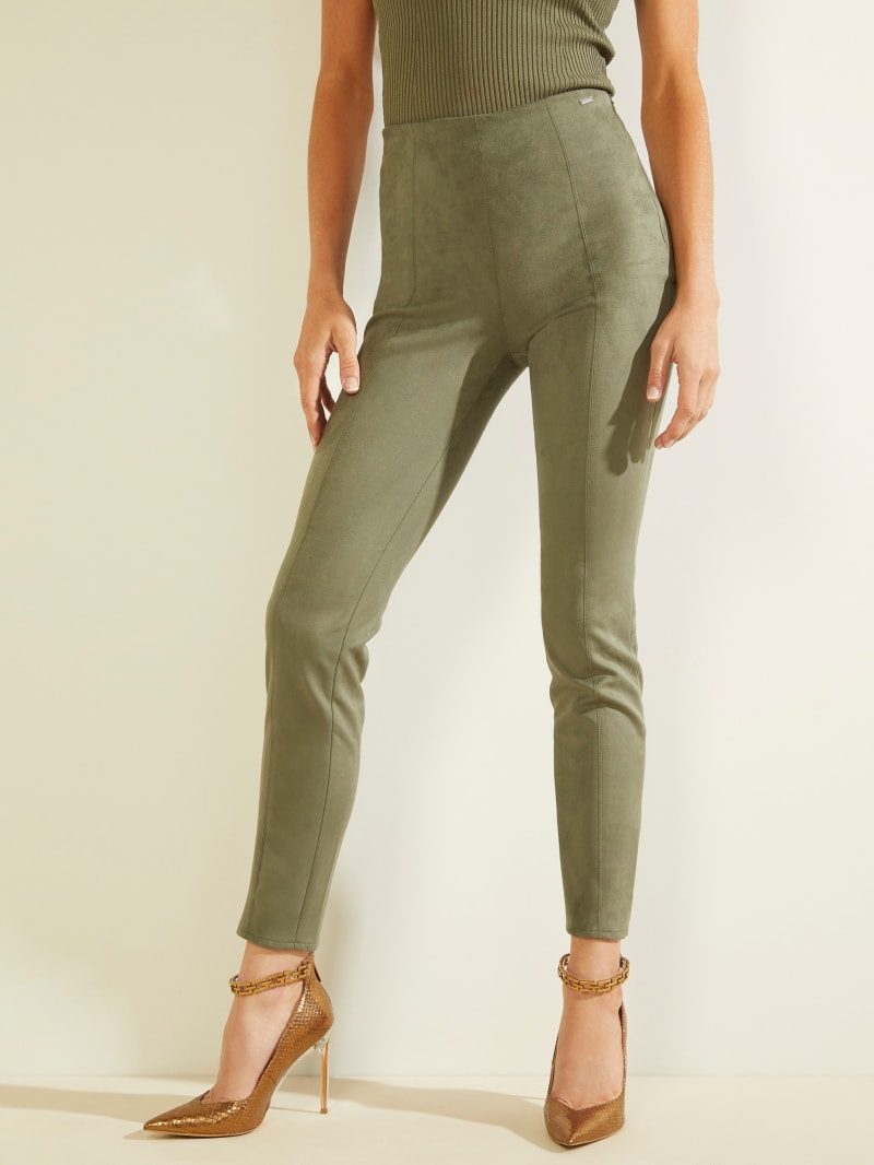 Guess Maya Faux-Suede Leggings Broek Dames Olijfgroen | 2690-JRBSF