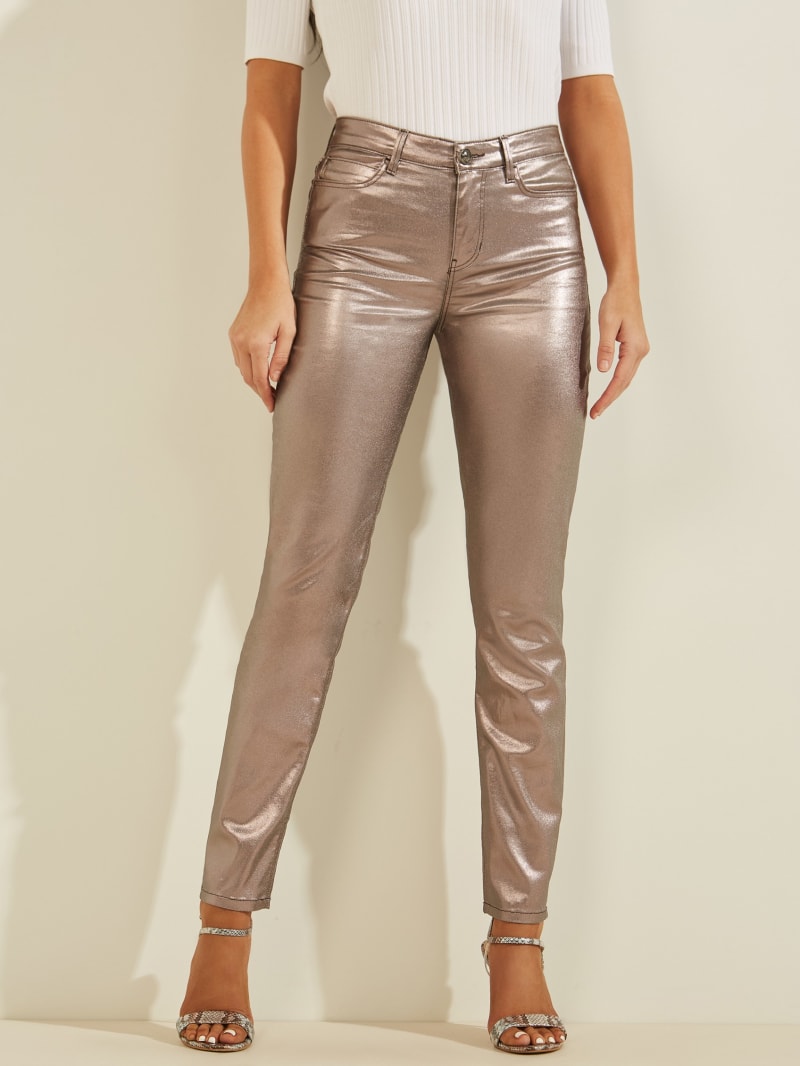 Guess Metallic 1981 Skinny Broek Dames Platina | 8175-YKQGT