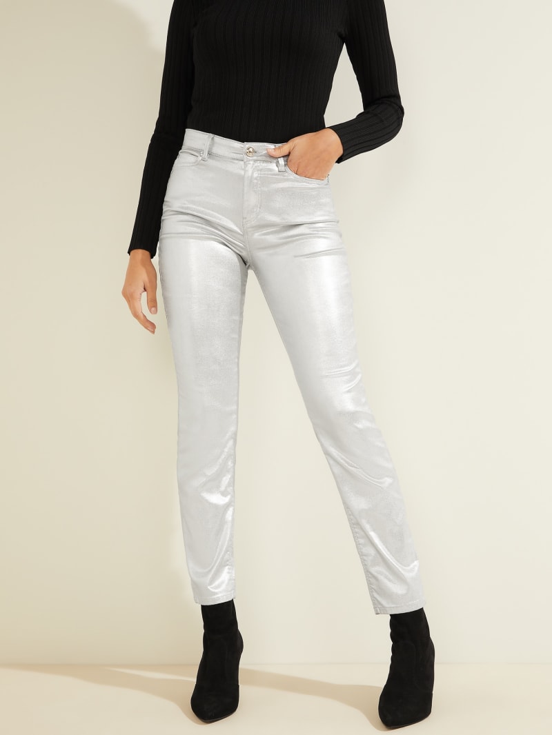 Guess Metallic 1981 Skinny Broek Dames Zilver | 9437-FTPWB