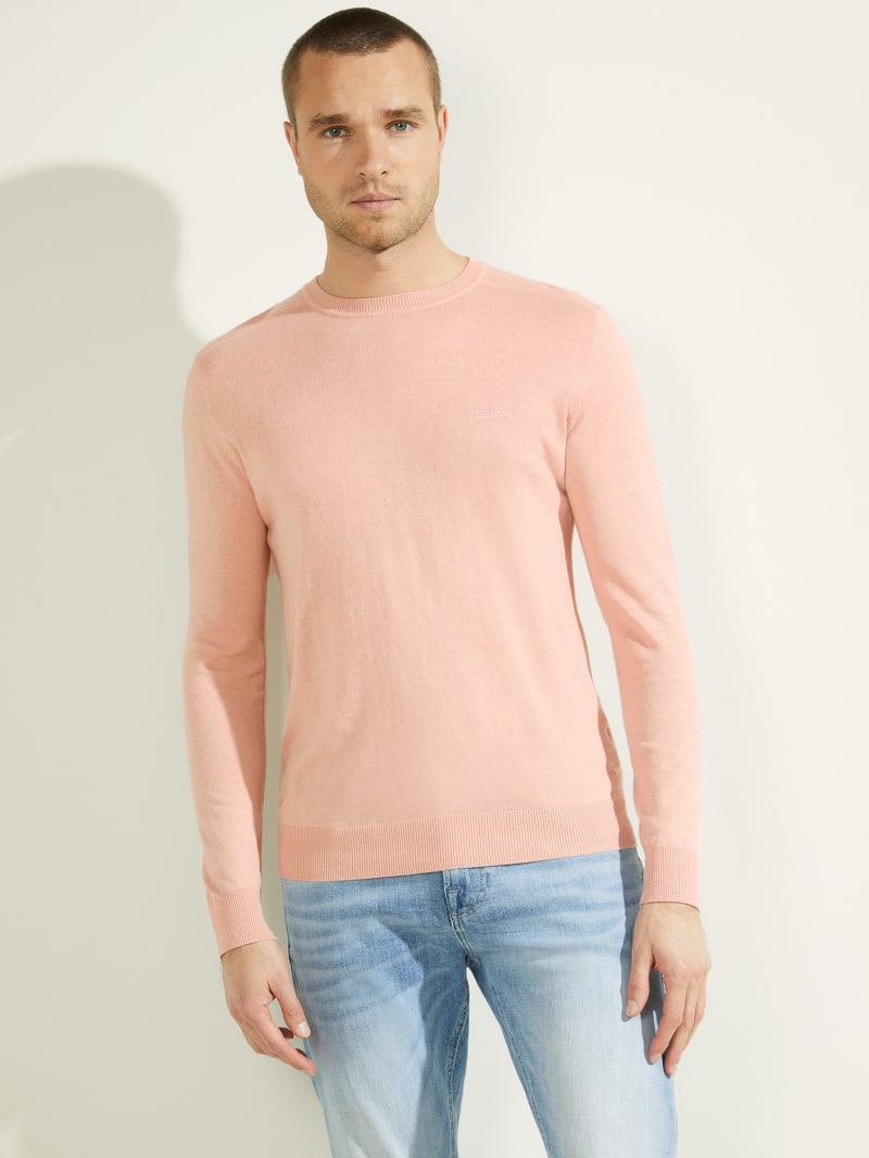 Guess Norman Silk-Blend Truien Heren Roze | 2579-KTXOG