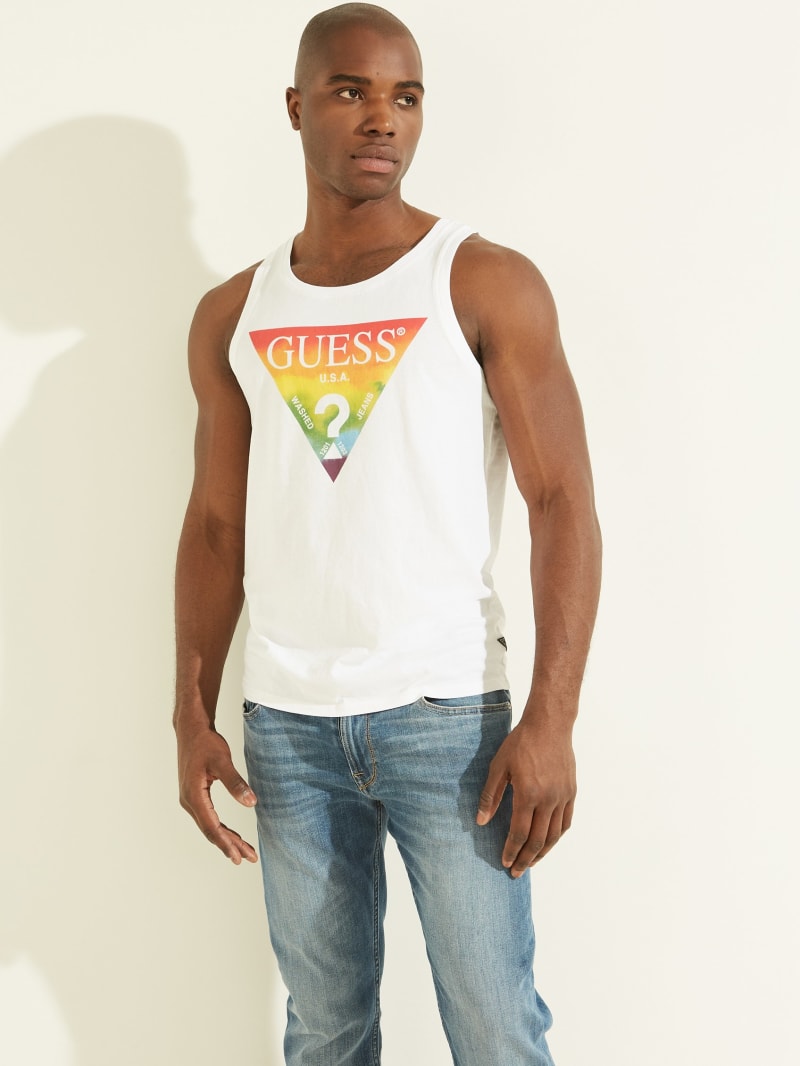 Guess Pride Triangle Tank T-shirts Heren Wit | 1980-YODSX