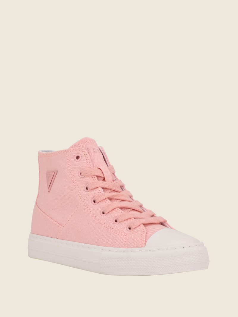 Guess Prinze High-Top Canvas Sneakers Dames Lichtroze | 5879-IUSQT