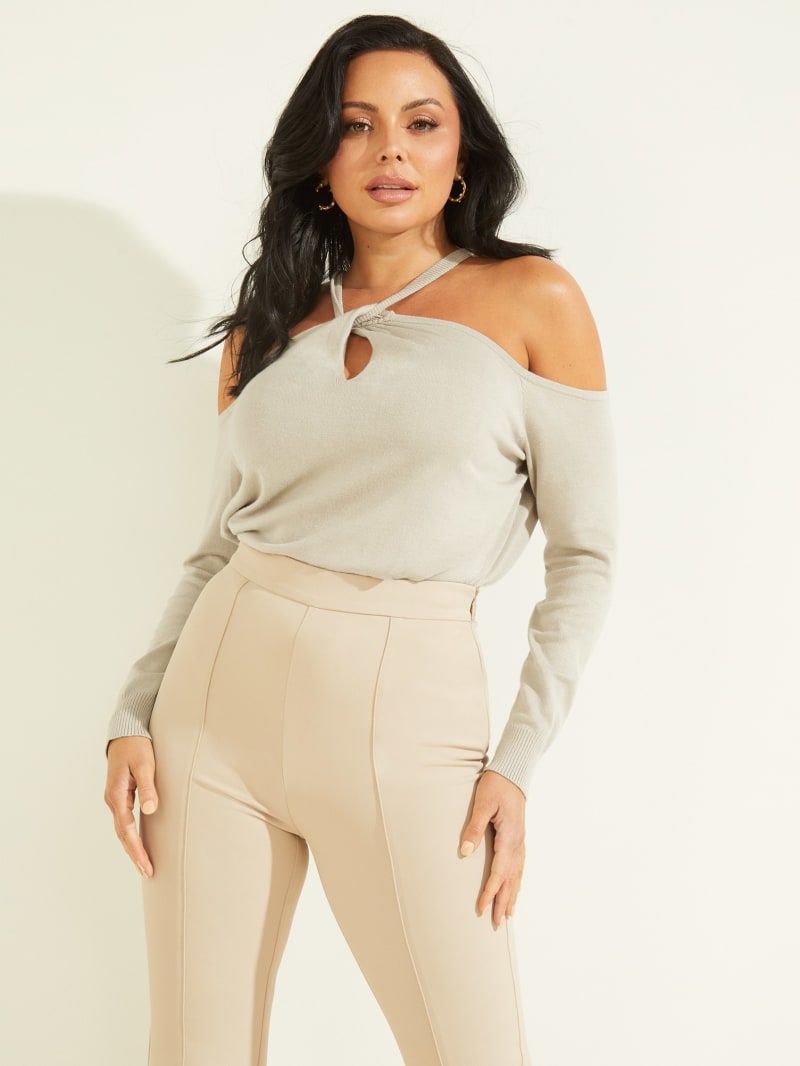 Guess Priya Cold-Shoulder Topjes Dames Grijs | 6027-ZDMOQ